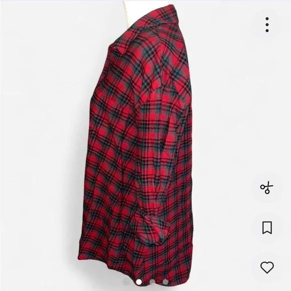 Old Navy Red Plaid Button Down Flannel Size XL - Picture 2 of 4